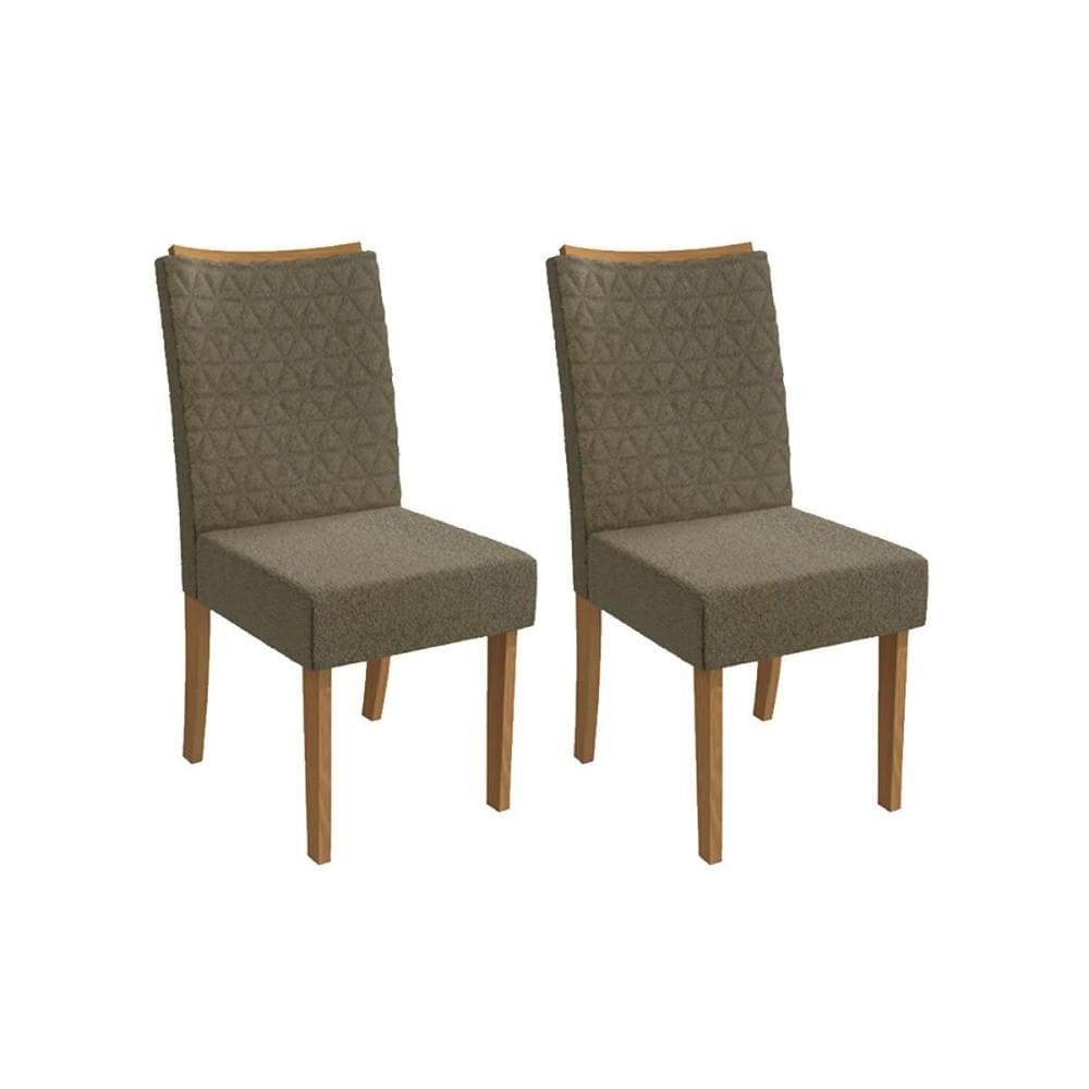 Cadeira de Cozinha Rosa 2CAD129 Madeirado Kit 2 Un Canela/Boucle Bege Fendi - Kappesberg