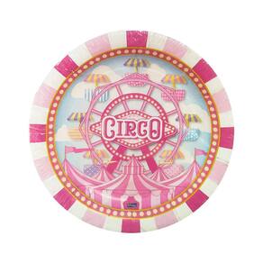 Prato Redondo Circo Rosa 18Cm Com 8Un Festcolor