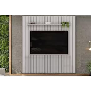 Painel Home p/ TV até 85 Pol Pratic Ripado c/ 1 Prateleira 275x240cm Bali - DJ Móveis