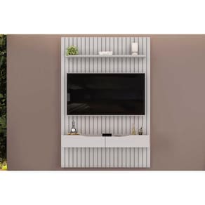 Rack Bancada c/ Painel p/ TV até 55 Pol Pratic Ripado 2 Gavetas 143x240cm Bali - DJ Móveis