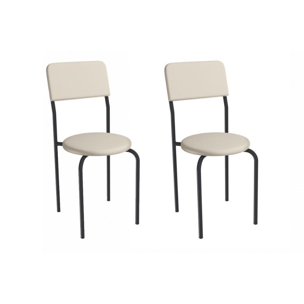 Cadeira Sala de Jantar Mali 2C136PRF Aço Kit 2 Un Preto/ano Bege - Kappesberg