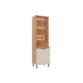 Cristaleira Sala Jantar Selene c/ 4 Portas (2 c/ Vidro) 65cm Jequitiba/Off White Fosco - Linea Brasil