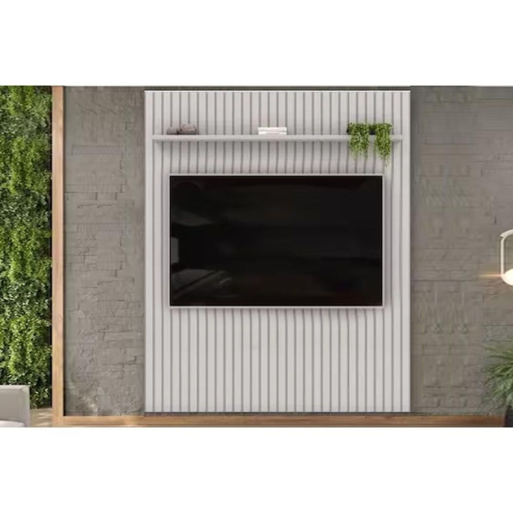 Painel Home p/ TV até 65 Pol Pratic Ripado c/ 1 Prateleira 183x240cm Bali - DJ Móveis
