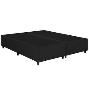 Base Box Casal Bipartida Suede Preto 138x188 Blindado