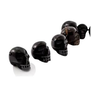 Cranio Furo Vazado Pedra Obsidiana Negra De Garimpo Esculpido Pequeno