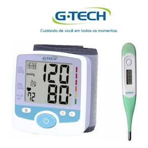 Kit Aparelho De Medir Pressão Digital De Pulso + Termometro