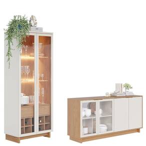 Cristaleira Guanabara Off White Freijó com Aparador para Sala Buffet Vitória Freijó Off White – Colibri