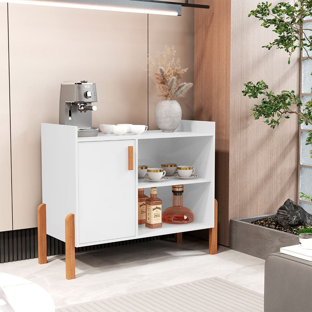 Aparador Buffet Retrô Multiuso Luxor com 1 Porta Branco