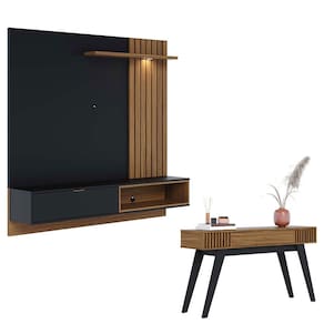 Painel para Tv Suspenso Tocantins 1.6 Preto Acetinado Noce Milano com Aparador para Sala Riviera Noce Milano – Colibri