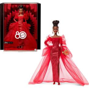 Boneca Barbie Signature Mattel 80º aniversário de tule vermelho