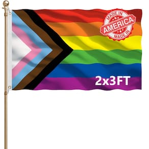 Bandeira KEYCA Progress Pride LGBTQ 2 x 3 pés de nylon ao ar livre