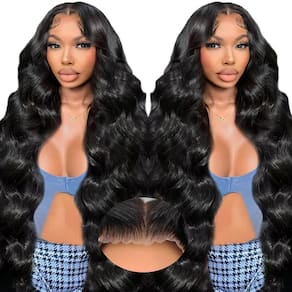 Peruca frontal de renda sem cola Litmisr Wear And Go 26" 220% de densidade
