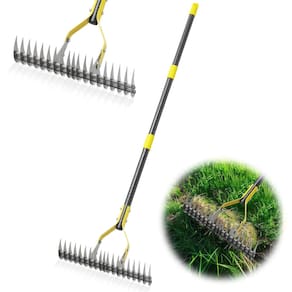 Thatch Rake ETICSIPA Heavy Duty Metal Dethatcher de 1,4 m com alça ajustável