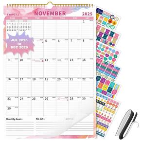 Agenda de calendário de parede EYROZILL 2025-2026 30x43cm