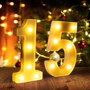 Decoração LED Light Up Number 15 para festa de 15 anos