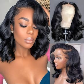 Peruca Aolisox Bob 25 cm, cabelo humano, 200 densidades, renda frontal