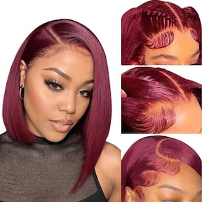 Bob Wig FATIAO 99j Burgundy Cabelo humano 180% densidade 30cm
