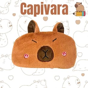 Estojo Necessaire Fofo Capivara Pelúcia Porta Objetos C/ Zíper | Papelaria | Infantil | Presente | Coleção | Capybara