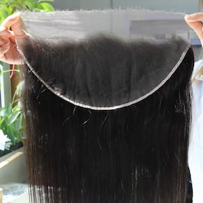Cabelo humano reto de renda frontal BEEOS HD 13x6 45cm