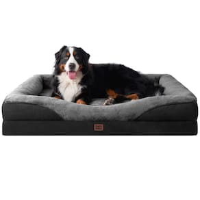 Cama para cães EHEYCIGA Memory Foam XXL para tamanhos grandes cinza/preta