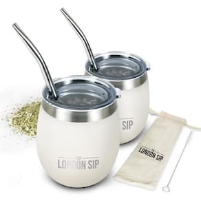 Conjunto de copos de erva-mate e bombilla London Sip Pearl White