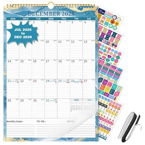 Calendário de parede EYROZILL 2025-2026 12x17cm Hanging Spiral Bound