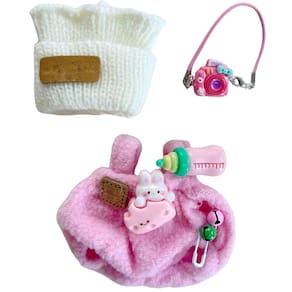 Conjunto de roupas para bonecas e acessórios SLLFLY 17 cm com chapéu e macacão de malha