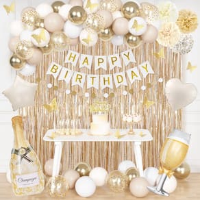 Kit de decoração de festa de aniversário Ouddy Life White Gold