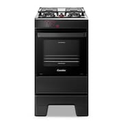 Fogão a Gás Mesa Inox Tampa de Vidro Forno 50L Limpa Fácil e Acendimento Automático Esmaltec IDEAL Top T4IAP Cor Preto 4 bocas Bivolt