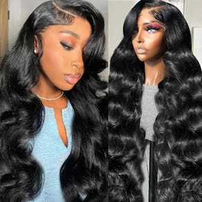 Perucas frontais de renda Neailrtise Body Wave 22", cabelo humano 20%