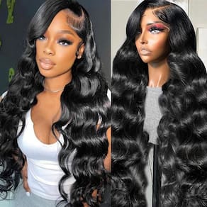Perucas frontais de renda Neailrtise Body Wave 24" 200% de densidade