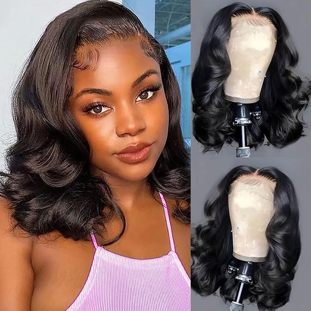 Peruca Aolisox Bob 30 cm, cabelo humano, 13x6, renda frontal, 200% de densidade