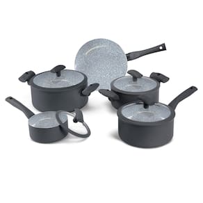 Jogo De Panelas Hercules Revestimento Ceramico Indução 5 Peças Cinza