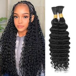 Braiding Hair Anmanbeauty Deep Wave 16 polegadas 100g 1B Color
