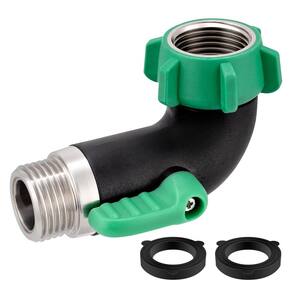 Adaptador de cotovelo de mangueira de jardim 90° com válvula de corte 304 SS