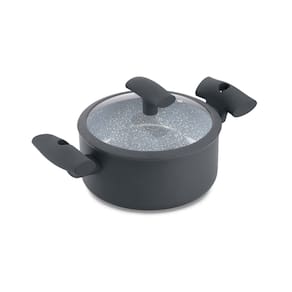 Caçarola Hercules Redonda Antiaderente Ceramica Indução Cinza 18x8,6 1,8L