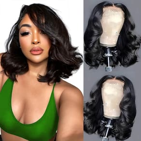 Bob Wig Aolisox 35 cm, cabelo humano, 200% densidade, renda frontal, HD