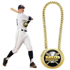 Colar de troféus: corrente de beisebol, medalha MVP, prêmio de 15 cm