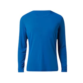 Camisa Em Helanca Gola Careca Manga Longa Azul