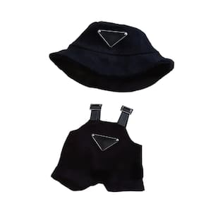 Conjunto de roupas WESUN para bonecas, chapéus e macacões de 17 cm, preto