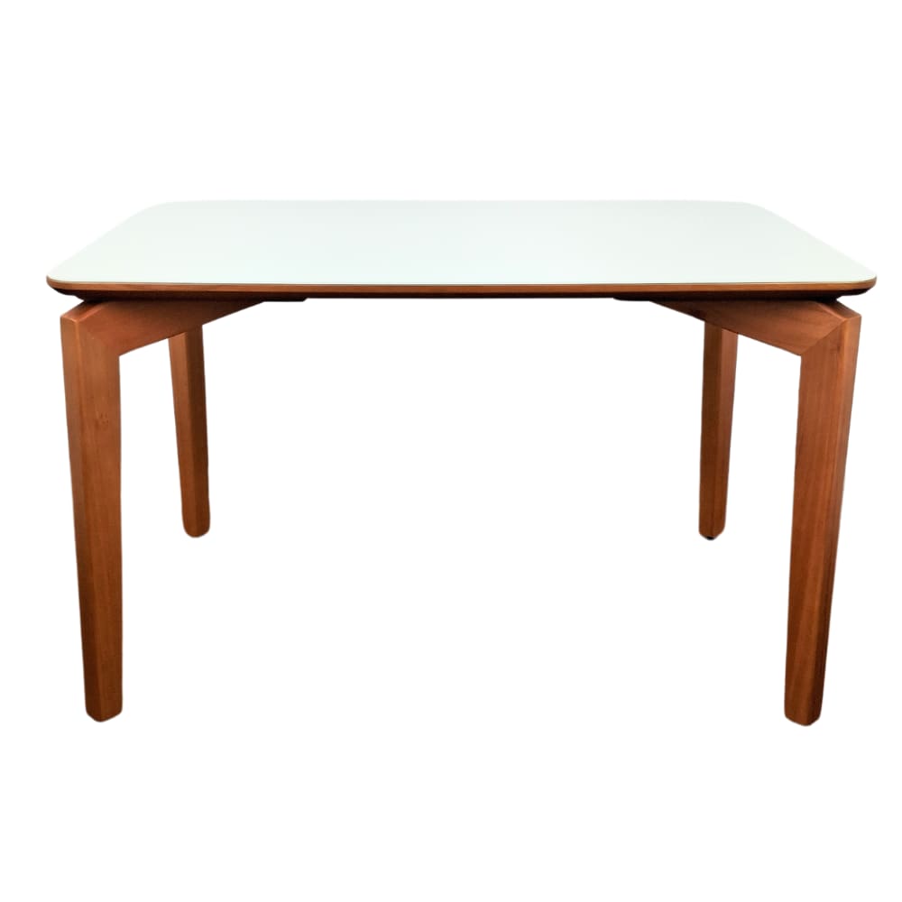 Mesa Alpha 160x90cm - Castanho Claro Tampo Vidro Off White