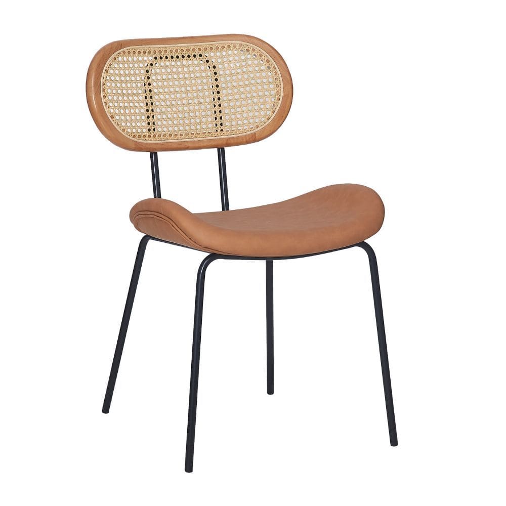 Cadeira Toscana Base Preta - PU Caramelo