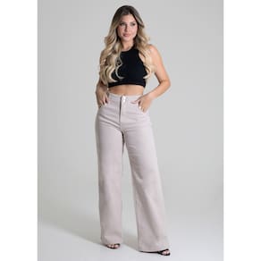 Calça Sarja Feminina Wide Leg Sawary - 279811