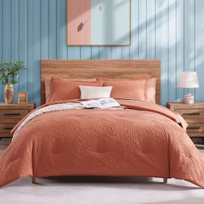 Conjunto de edredom Geniospin Twin Burnt Orange texturizado, 5 peças