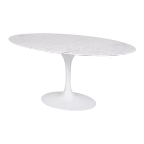 Mesa Saarinen Oval Carrara 120x80cm - Base Branca
