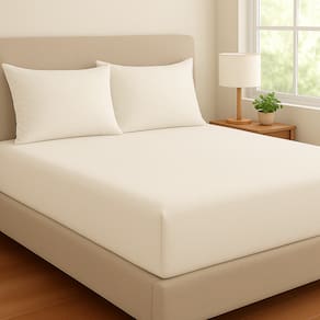 Kit De Lençol Malha Sofee e Par De Fronha 100% Algodão Queen 158x198cm - Off White