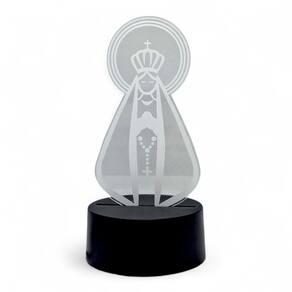 Luminária Rgb Nossa Senhora com e Terço Base Preta 19 cm