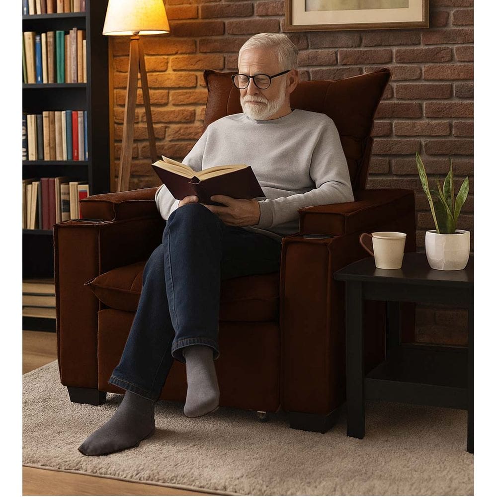 Poltrona Papai Reclinável Pulse Porta Copos Carregador usb TerraCota