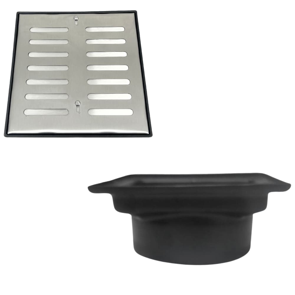 Ralo 20x20 Inox Abre Fecha com Cocho Saída 6 polegadas - 150mm