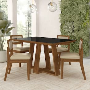 Conjunto Mesa Lins 4 Cadeiras Sextavada Freijó/pto/corino Bege - M.a